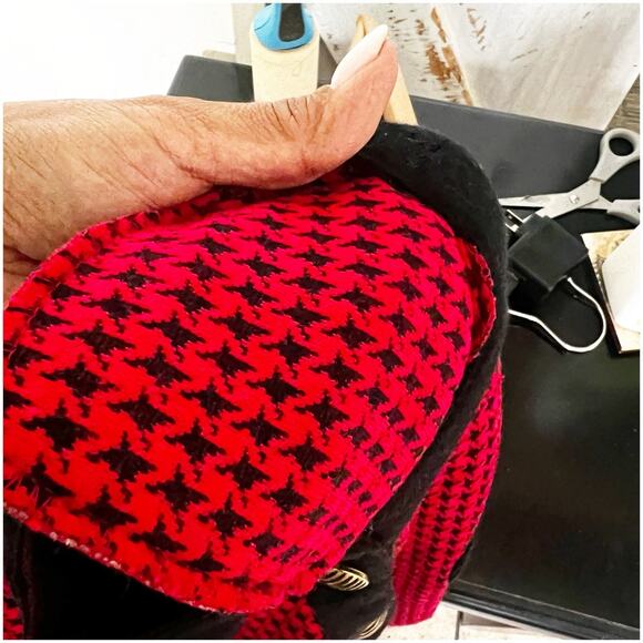 Robert Janan Designed By Eva Midi Vintage Houndstooth Dress Red & Black Size 6 - Picture 9 of 11